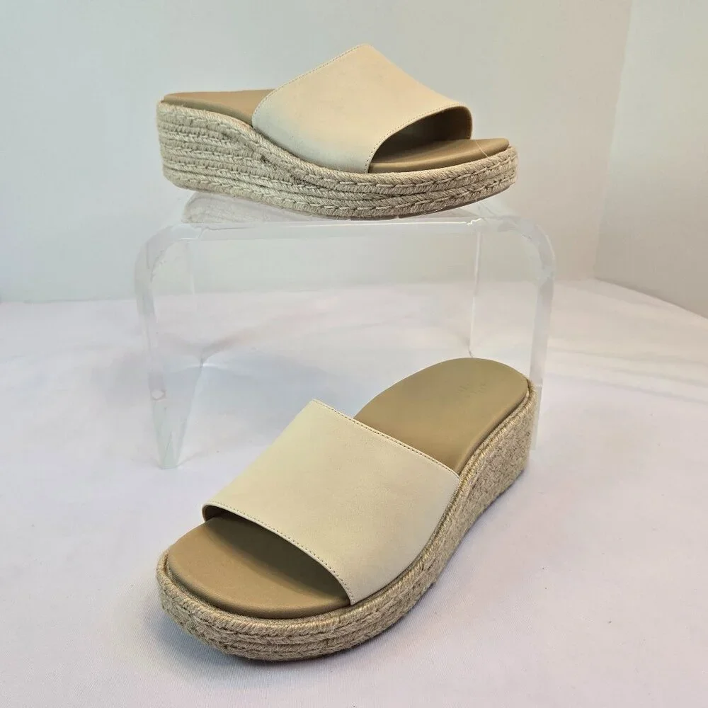 ABEO Solstice Slide Platform Sandals, Slip On/Espadrilles Orthotic Sz: 7.5 Cream